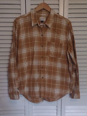 100% Cotton Universal Thread Mustard Plaid Flannel Shirt Size M or L Your Choice